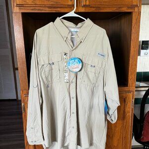 Men's Columbia XL tan longsleeved shirt.  Brand new.